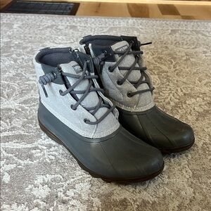 Sperry Gray and Black Lace-Up Boots